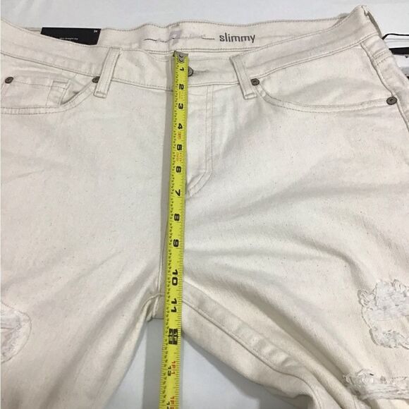 7 For All Mankind Slim Straight Leg Distressed Skinny Jeans New Defects Size 34 - Picture 6 of 14